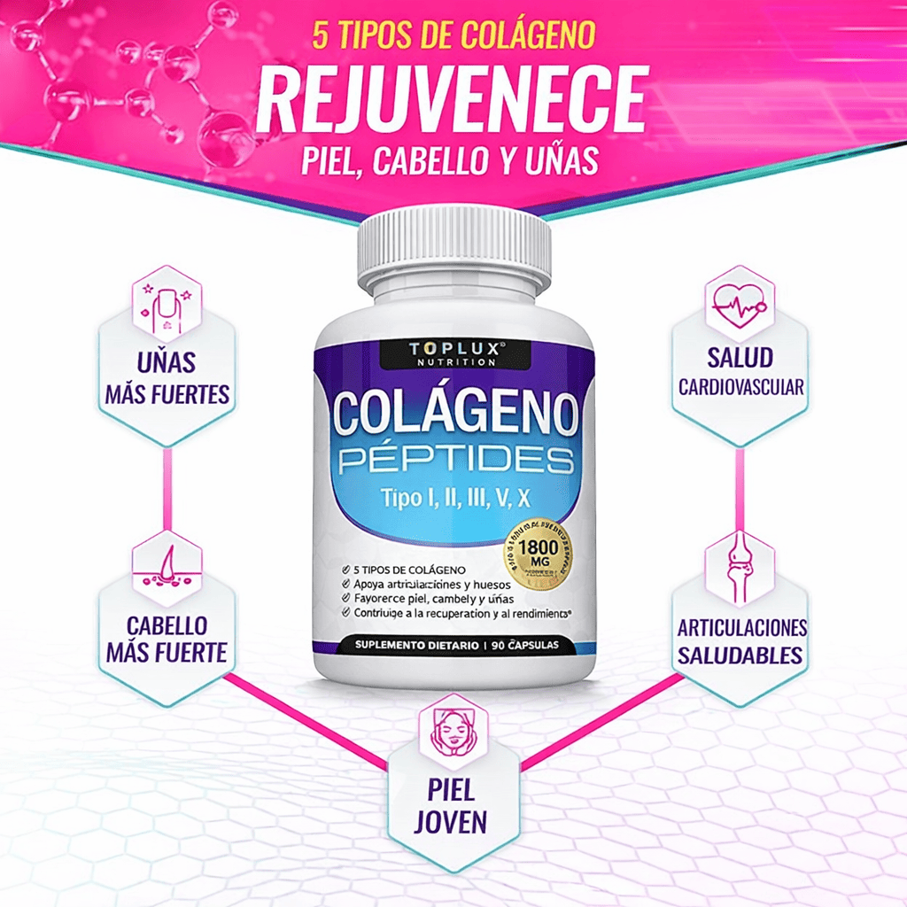 Toplux Multi Colágeno 1800mg 90 Cápsulas Complejo para Piel y Articulaciones