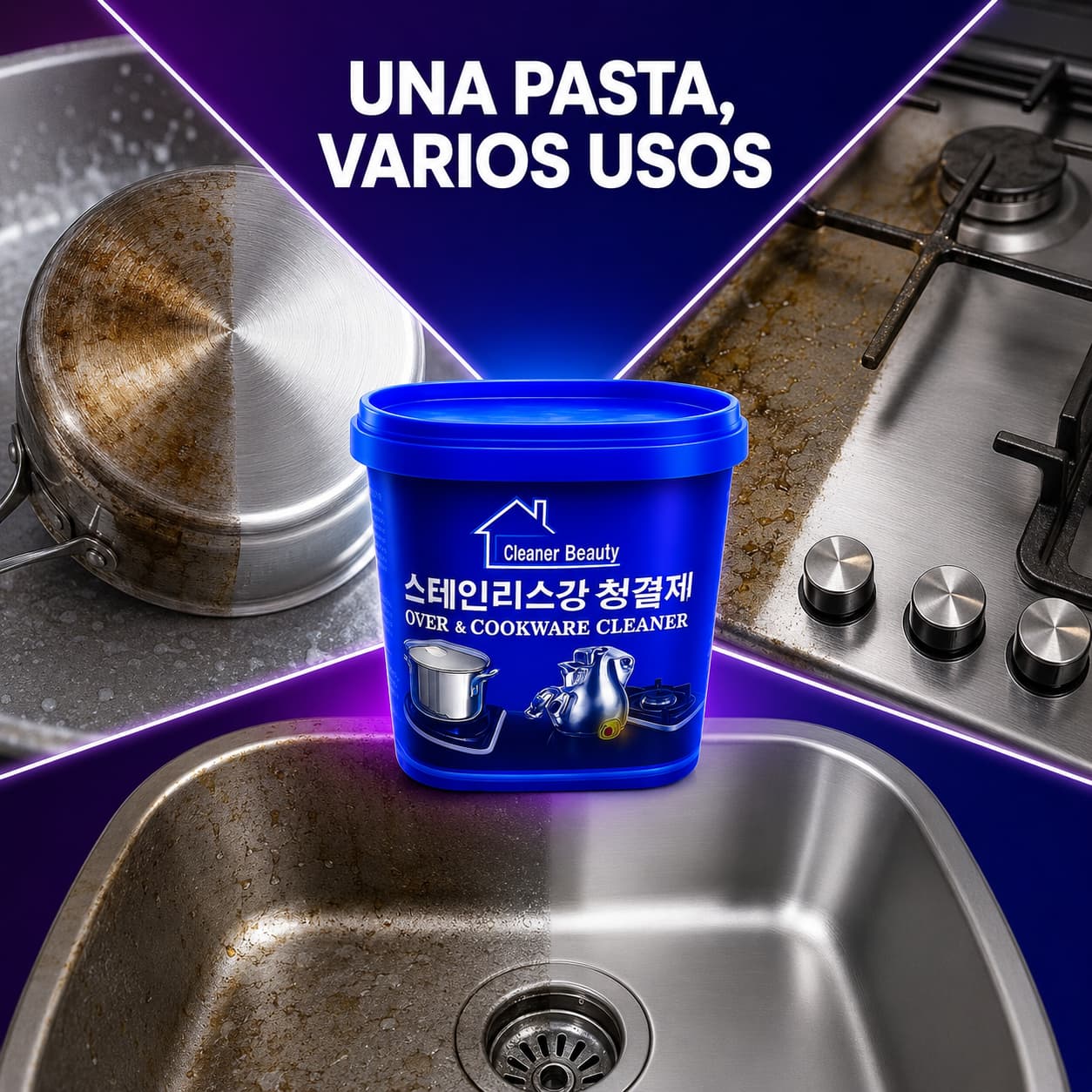 Pasta Limpiadora- Recupera tus ollas y superficies de acero