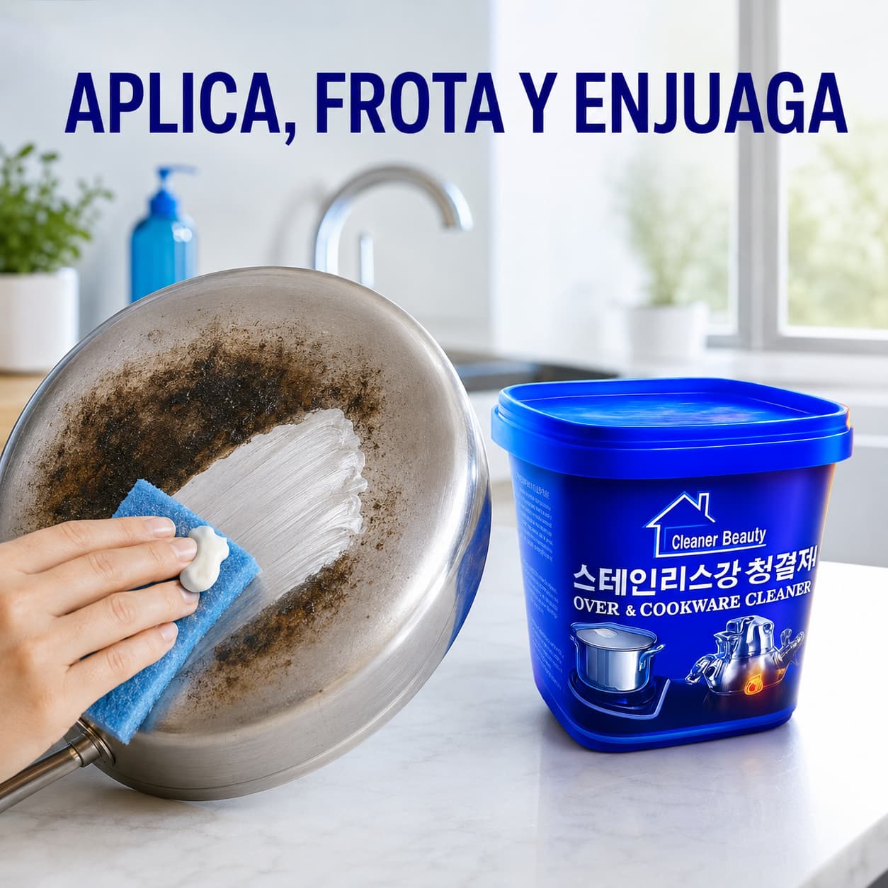 Pasta Limpiadora- Recupera tus ollas y superficies de acero