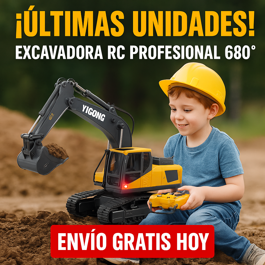 Excavadora a Control Remoto . ¡Potencia Real para Mini Constructores! 👷‍♂️