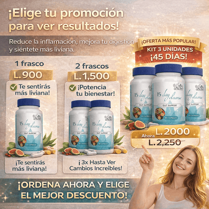 Limpia tu cuerpo en 15 días. Menos hinchazón. Más energía. Pide ahora contra entrega.