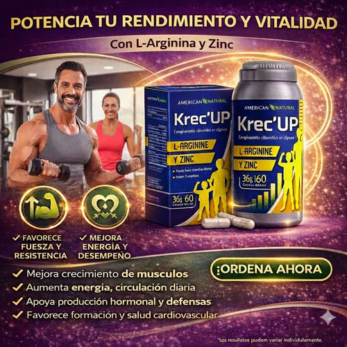 krec up “L-Arginina + Zinc: el combo clave para entrenar con fuerza, recuperar libido y activar tu rendimiento”