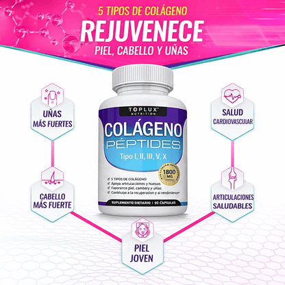 Toplux Multi Colágeno 1800mg 90 Cápsulas Complejo para Piel y Articulaciones