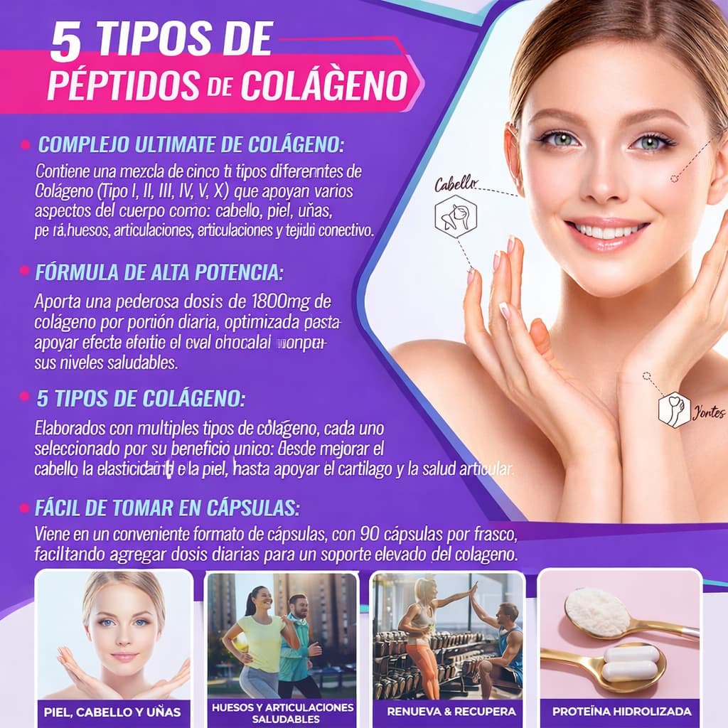 Toplux Multi Colágeno 1800mg 90 Cápsulas Complejo para Piel y Articulaciones