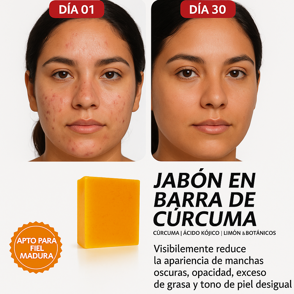 Jabón Cúrcuma Limón: Piel Radiante, Limpieza Profunda, Aclara Manchas
