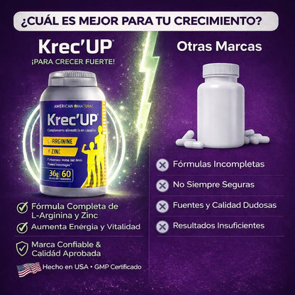 krec up “L-Arginina + Zinc: el combo clave para entrenar con fuerza, recuperar libido y activar tu rendimiento”