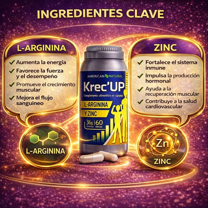 krec up “L-Arginina + Zinc: el combo clave para entrenar con fuerza, recuperar libido y activar tu rendimiento”