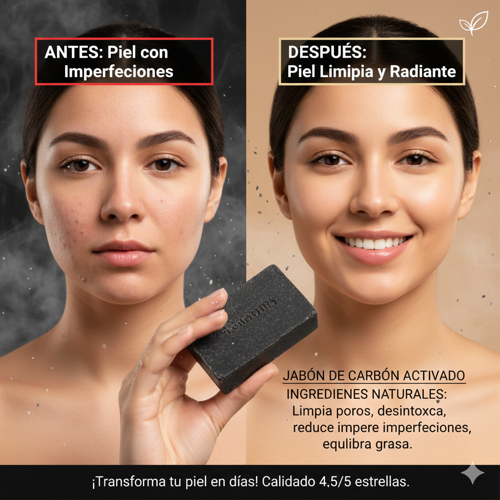 Jabón Facial Exfoliante Carbón Activado para Piel Pura y Luminosa
