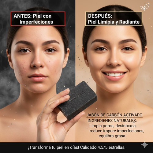 Jabón Facial Exfoliante Carbón Activado para Piel Pura y Luminosa