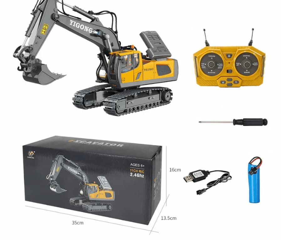 Excavadora a Control Remoto . ¡Potencia Real para Mini Constructores! 👷‍♂️